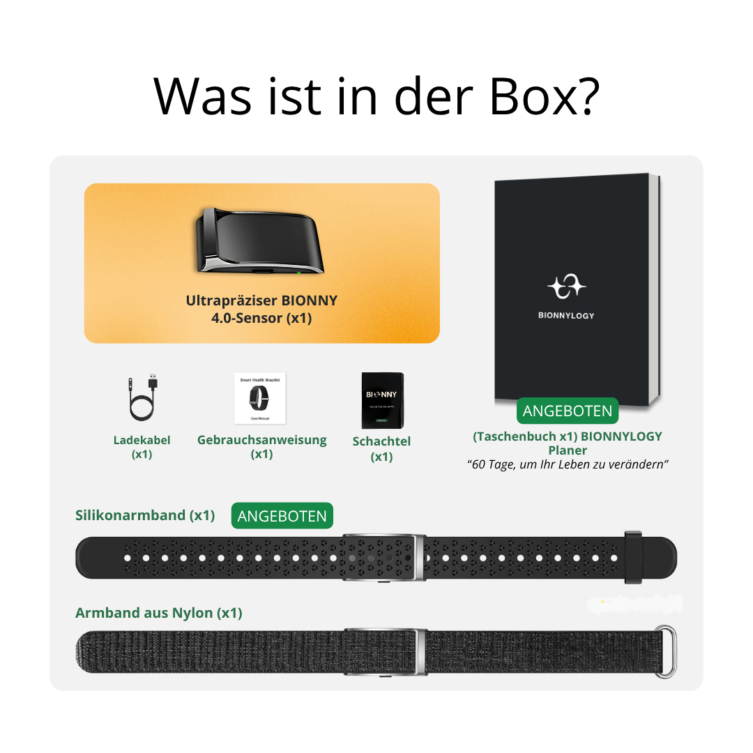 Bionny 4.0 – Das biometrische Gesundheitsarmband, das Ihren Körper besser versteht als Sie selbst.