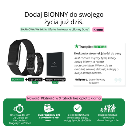 Bionny 4.0 - Biometryczna opaska zdrowotna, która rozumie Twoje ciało lepiej niż Ty.