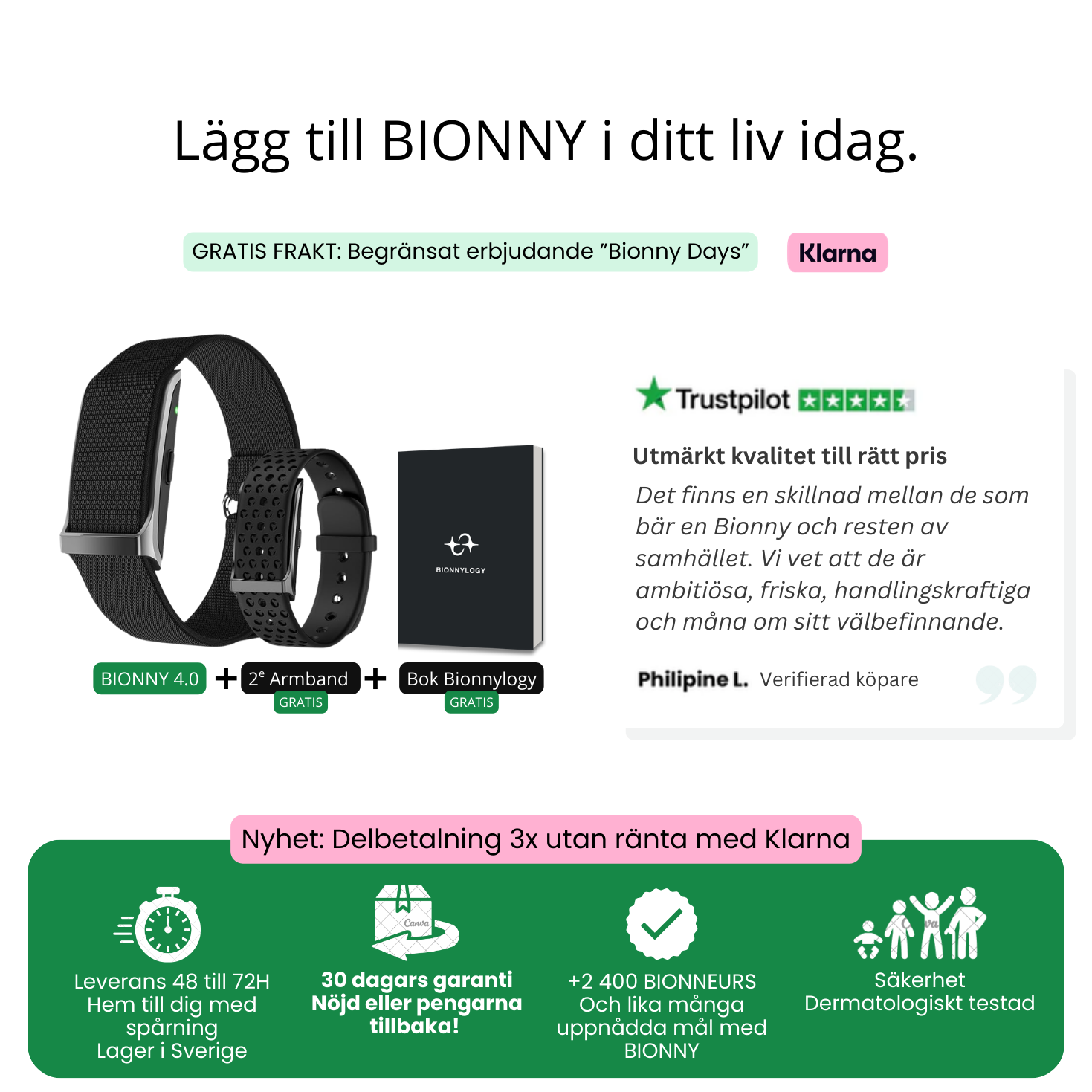 Bionny 4.0 - Det biometriska hälsoarmbandet som förstår din kropp bättre än du själv.