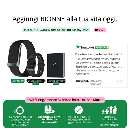BIONNY 4.0 — Il braccialetto biometrico per la salute che capisce il tuo corpo meglio di te