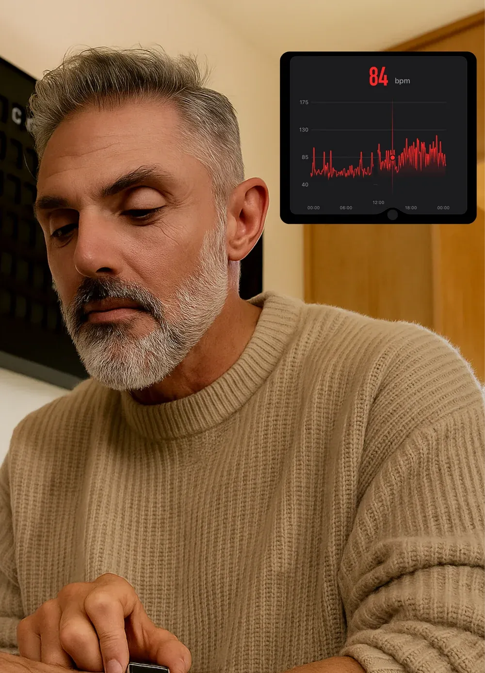 A red heart rate waveform