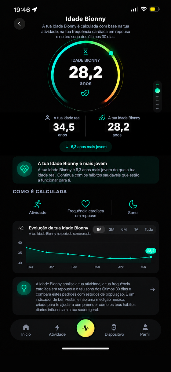 Bionny AGE — Bionny app screen