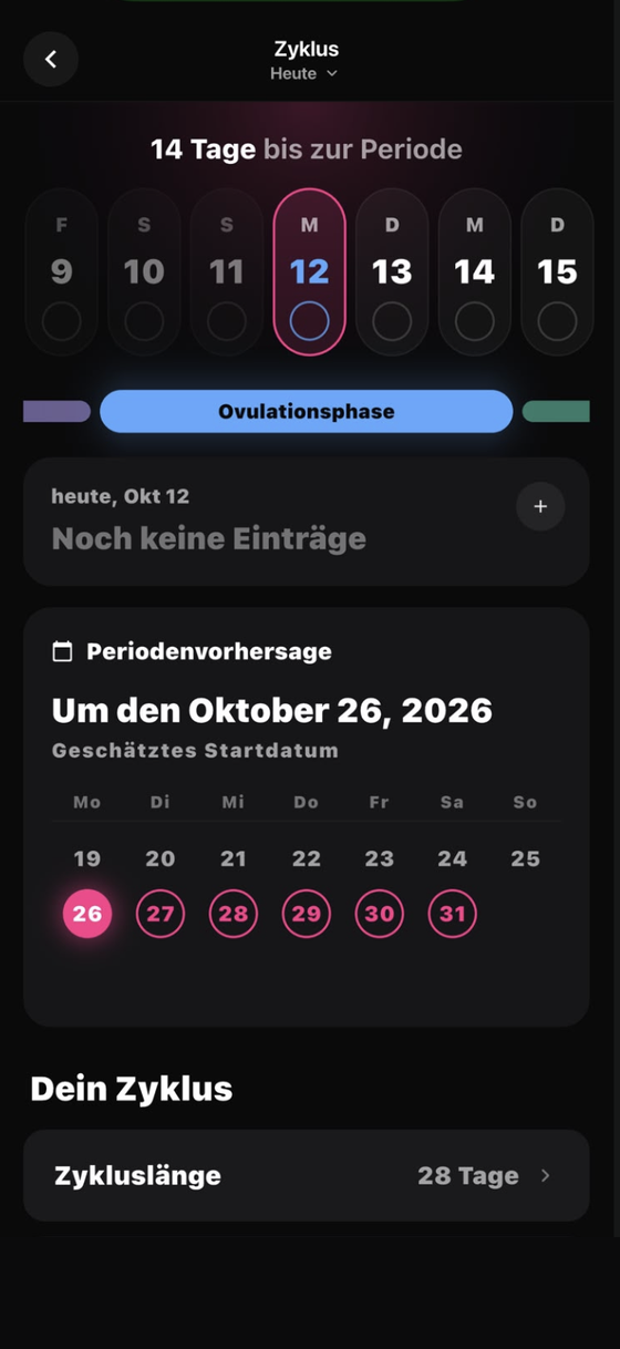 Zyklus-Tracking — Bionny app screen
