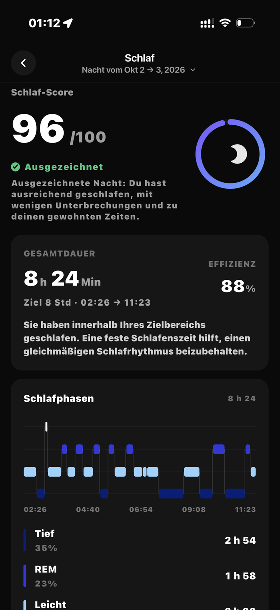 Schlaf — Bionny app screen