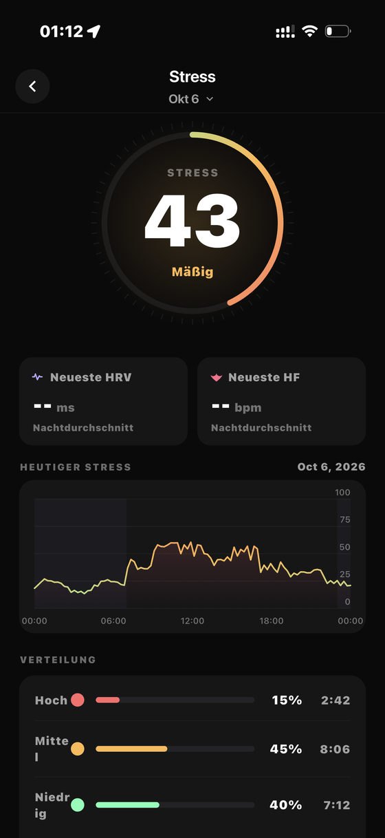 Stress — Bionny app screen